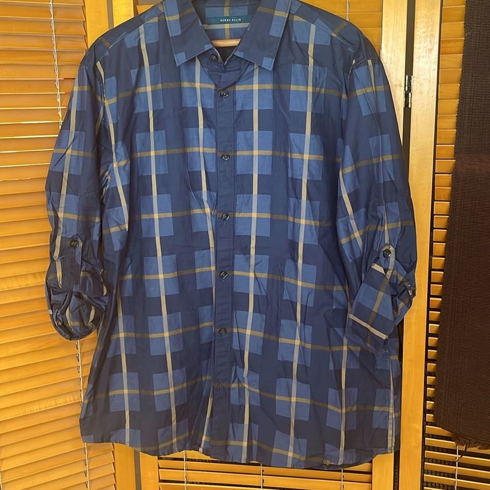 Perry Ellis, extra large, tall button down casual shirt, rolled sleeve option